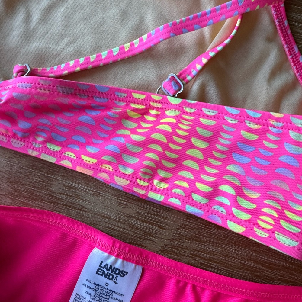 NWOT LANDS’ END Girls’ Pink Size 12 Bikini Skirt Swim Sets - Picture 6 of 7